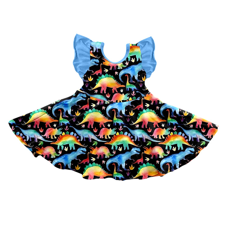 GSD0516 western dinosaur short sleeve girl dress 202312