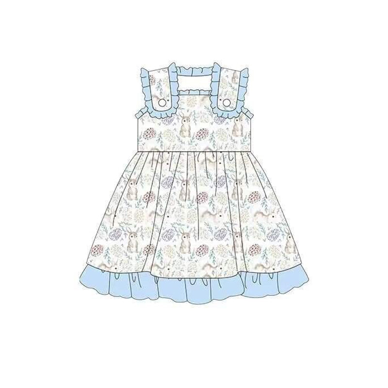 GSD0517 Easter eggs rabbits short sleeve girl dress 20231019 preorder