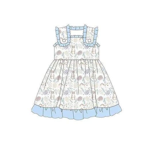 GSD0517 Easter eggs rabbits short sleeve girl dress 20231019 preorder