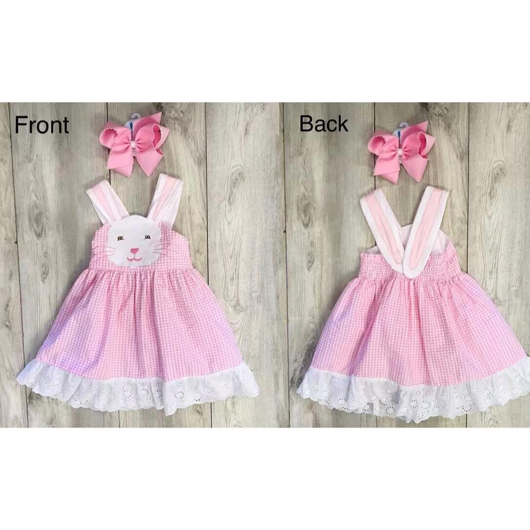 GSD0553 western Easter bunny bows short sleeve girl dress 20231109 preorder