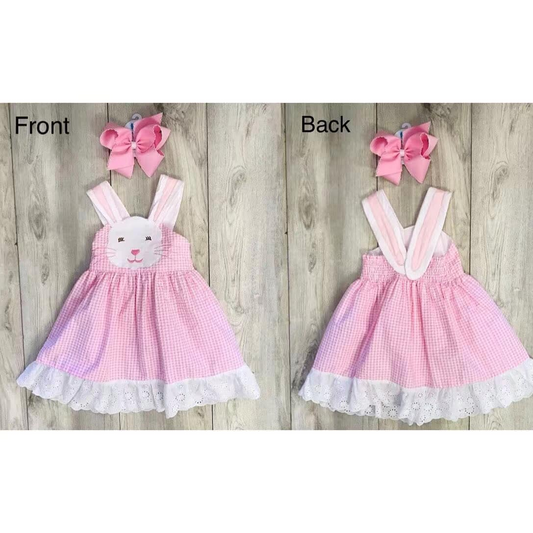 GSD0553 western Easter bunny bows short sleeve girl dress 20231109 preorder