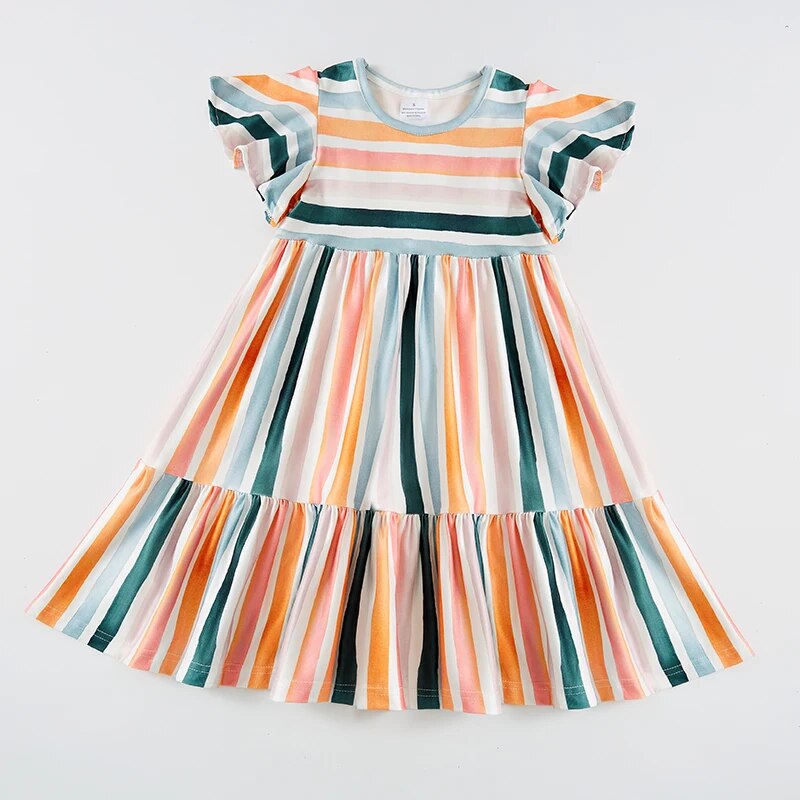 GSD0564 western stripe short sleeve girl dress 202312