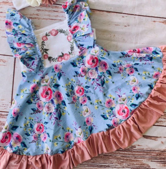 GSD0565 western flowers short sleeve girl dress 20231110 preorder