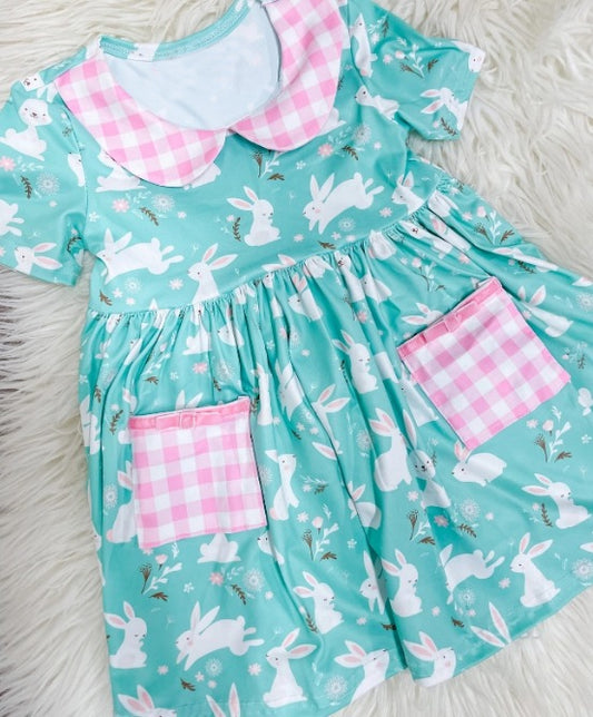 GSD0572western Easter bunny short sleeve girl dress 20231110 preorder