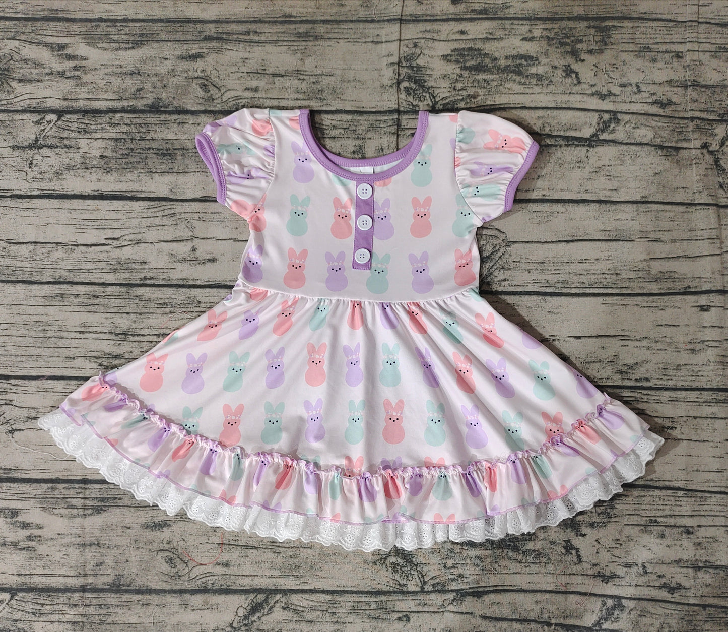 GSD0583 colorful bunny Easter girl dress 202412 RTS