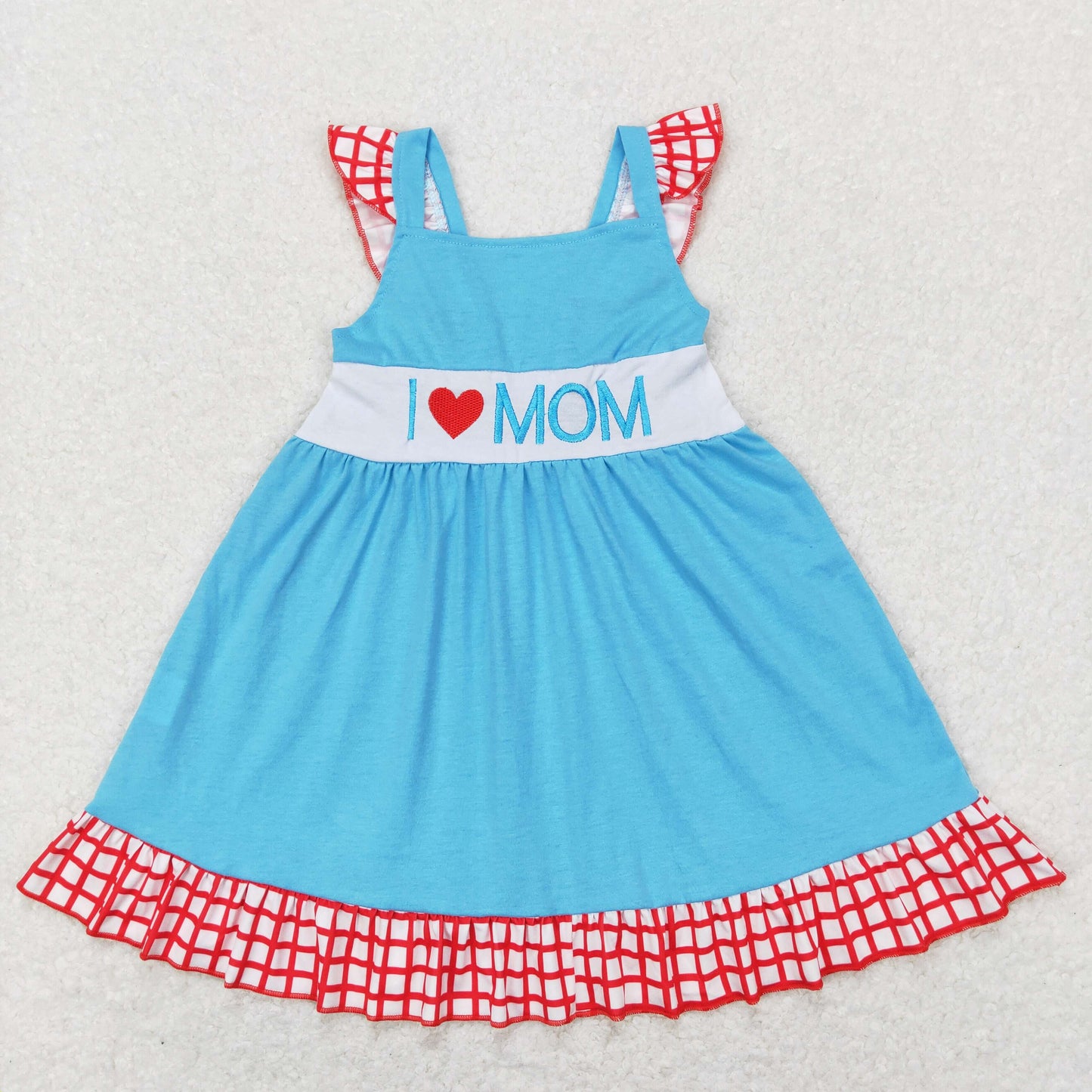 GSD0594  embroidery western love mama's girl short sleeve girl dress 20231226 RTS