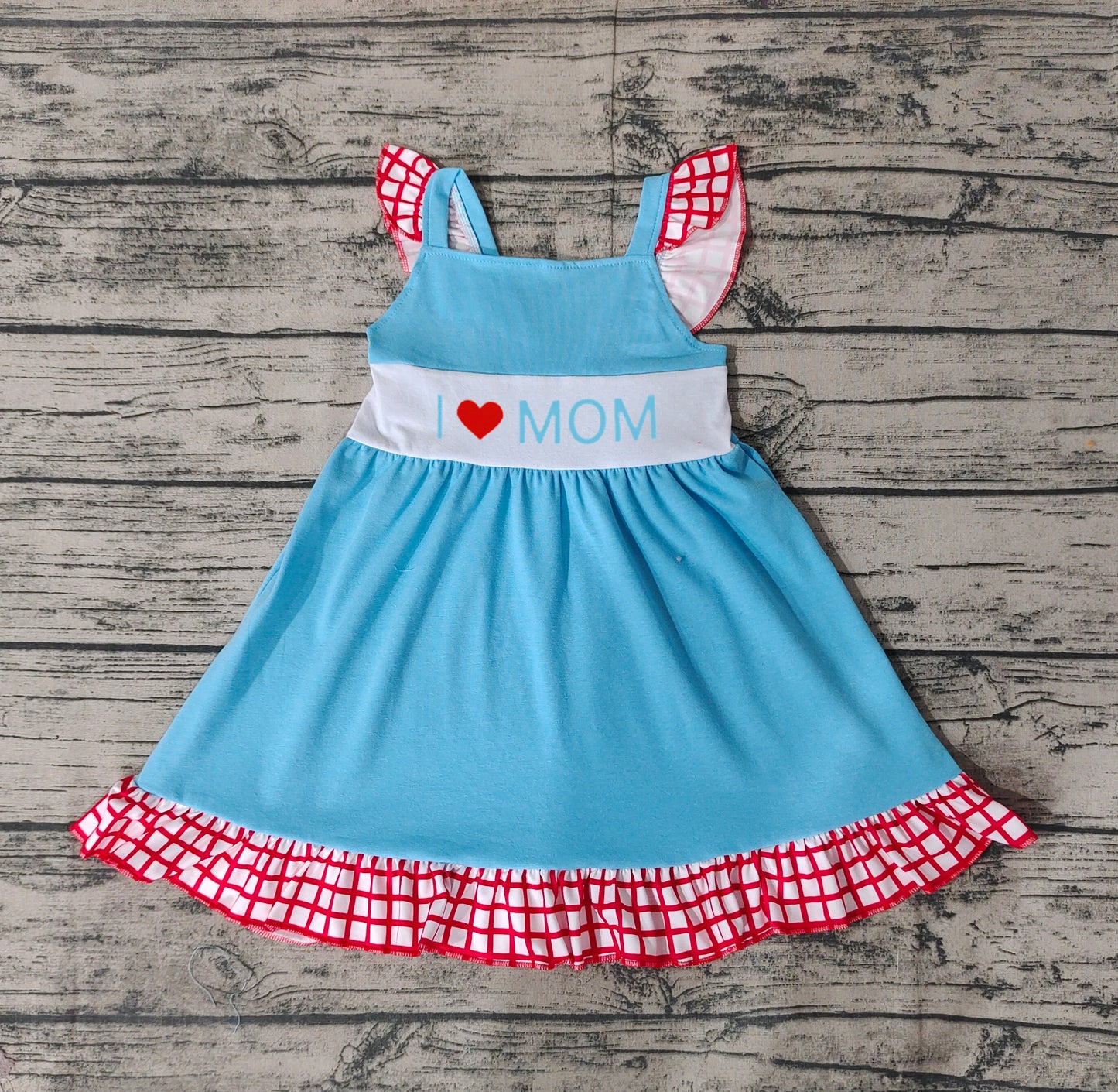 GSD0594  embroidery western love mama's girl short sleeve girl dress 20231226 RTS