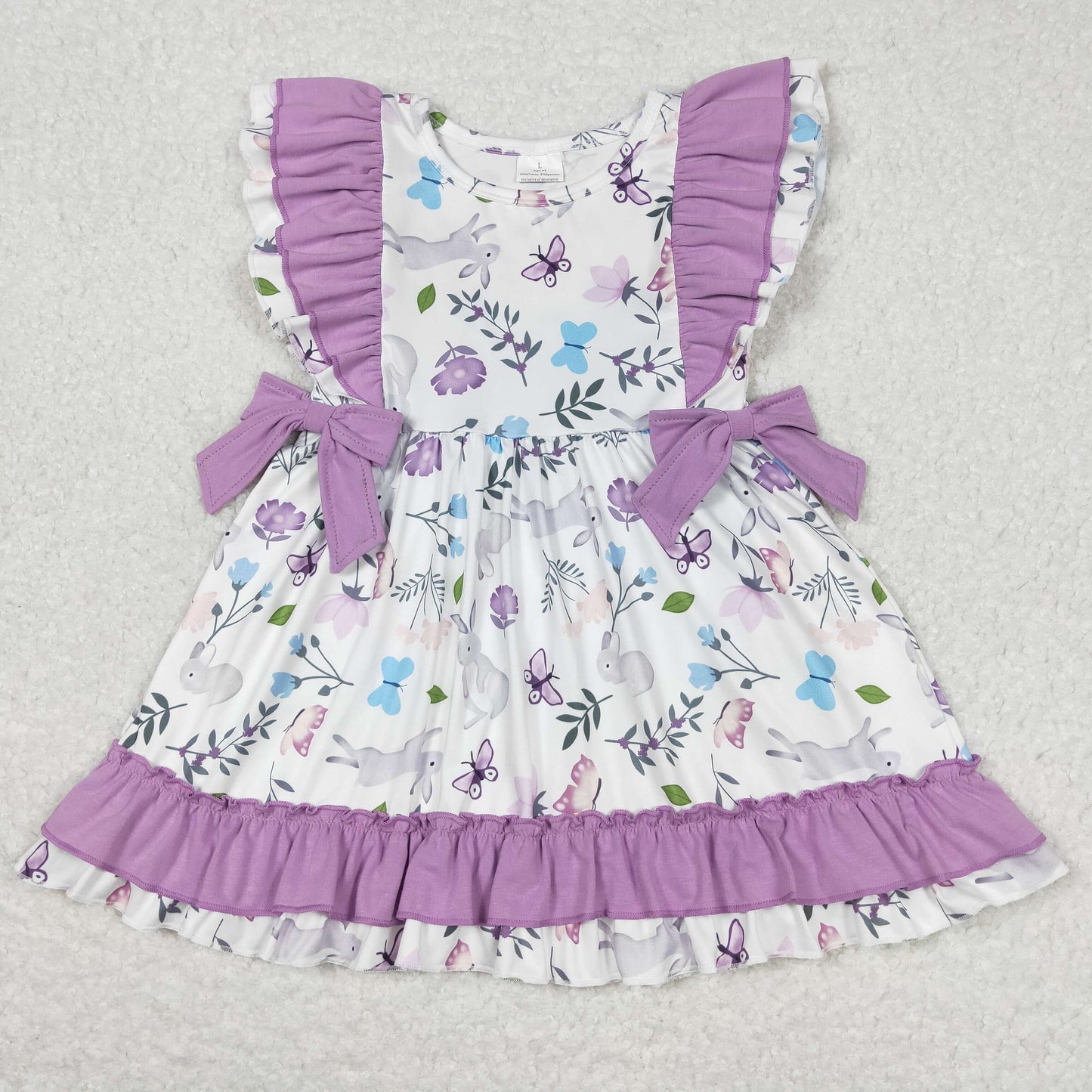 GSD0626 western flowers puffy short sleeve girl dress rabbit bunny Easter 202412 RTS