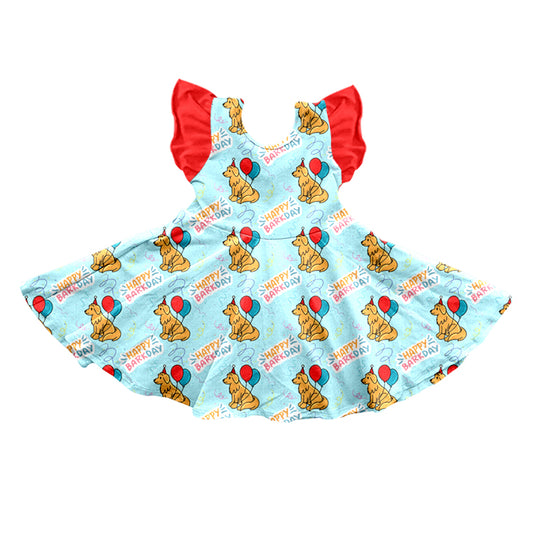 GSD0633 western happy barkday short sleeve girl dress 20231110 preorder