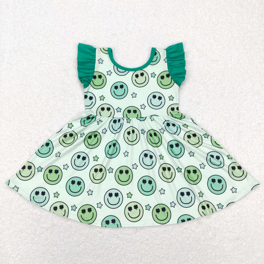 GSD0643 Smile ST.Patrick lucky green girl dress RTS