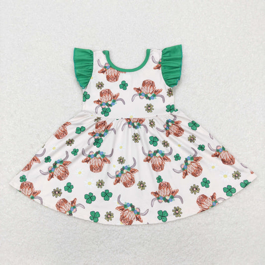 GSD0647  ST.Patrick lucky cow green girl dress RTS