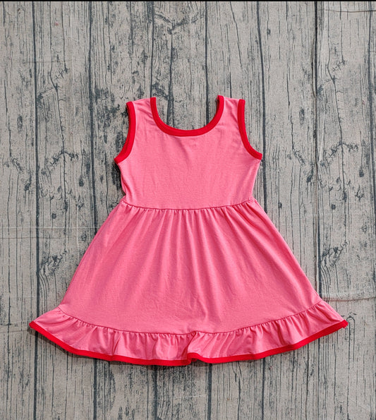 GSD0656 pink western cotton blue girl dress 202603 RTS