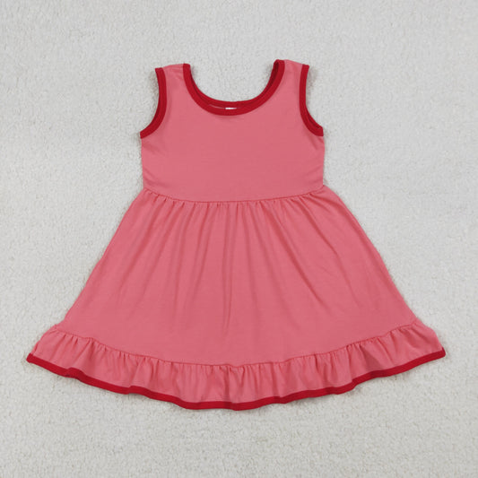GSD0656 pink solid cotton western girl dress 202603 RTS