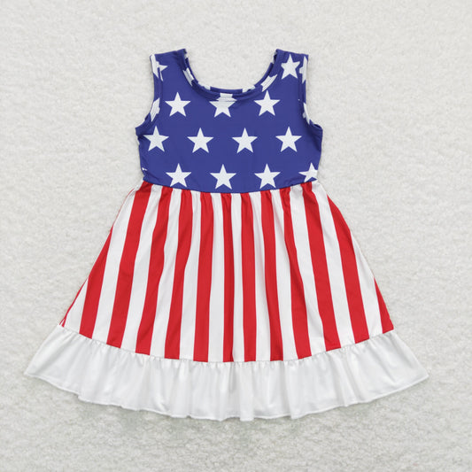 GSD0667 western July 4th blue red girl dress 202401  rts