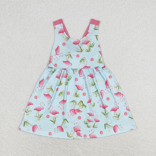 GSD0693  western flamingo short sleeve girl dress 202405 RTS