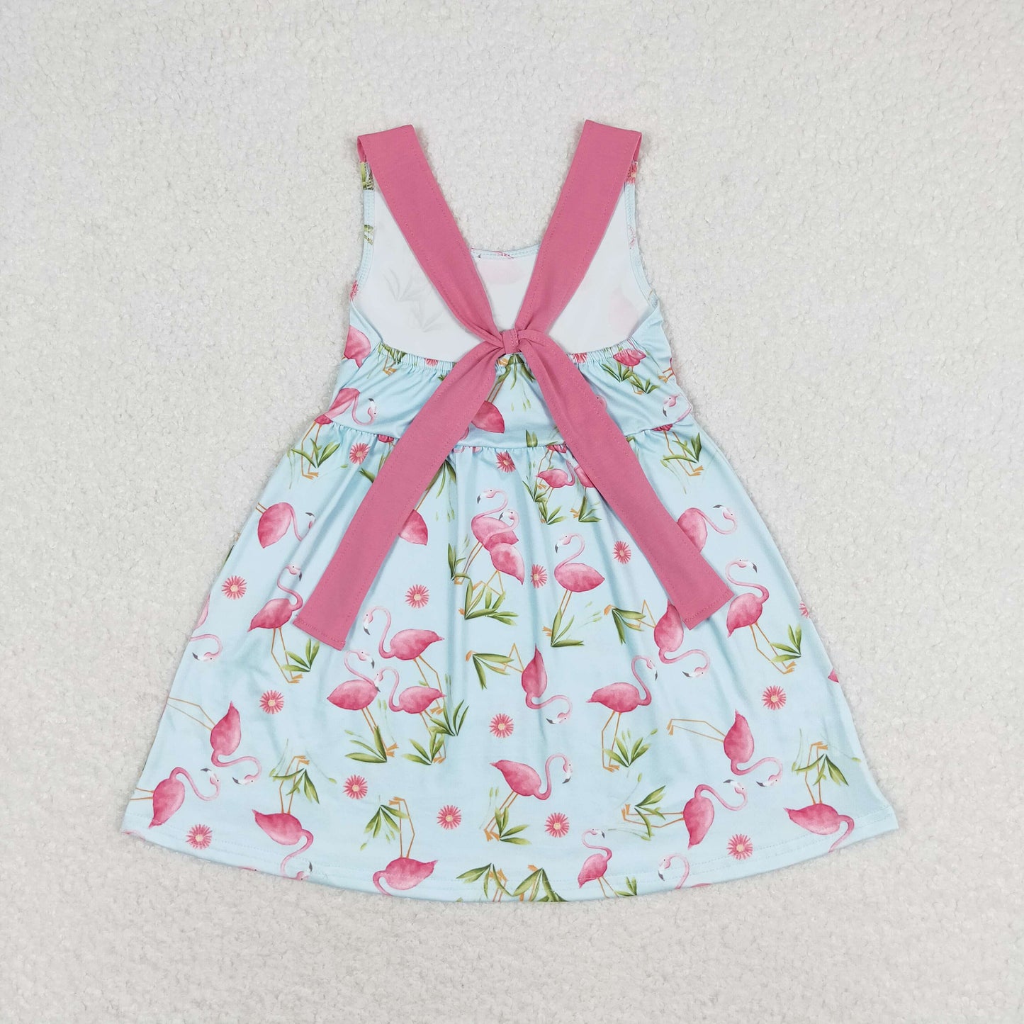 GSD0693  western flamingo short sleeve girl dress 202405 RTS