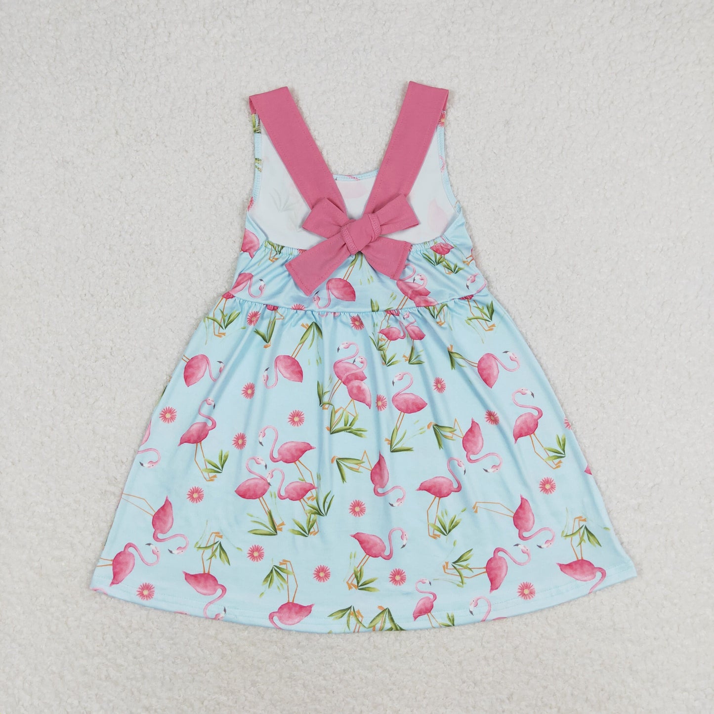 GSD0693  western flamingo short sleeve girl dress 202405 RTS