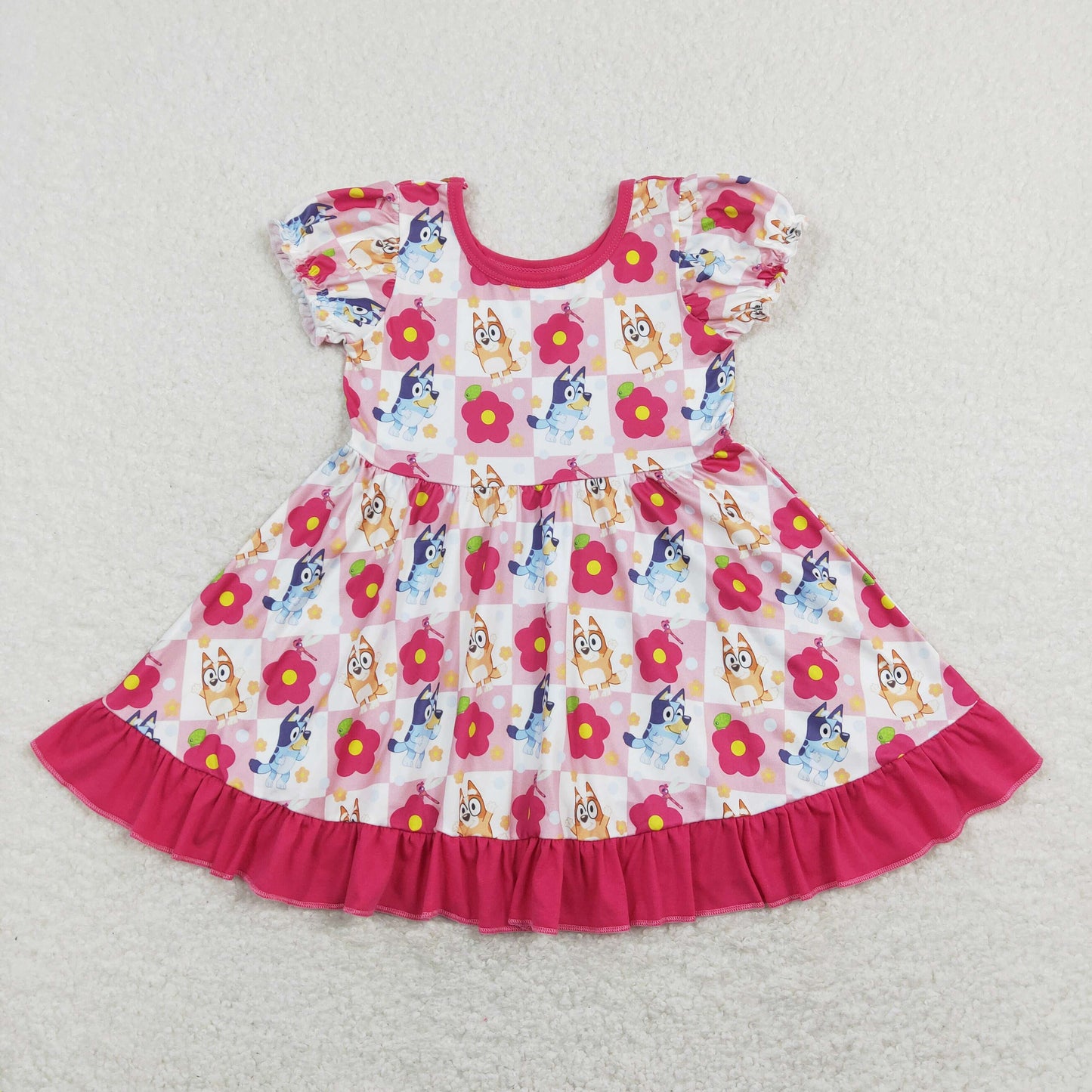 GSD0740 western flowers bluey girl dress 202401 RTS