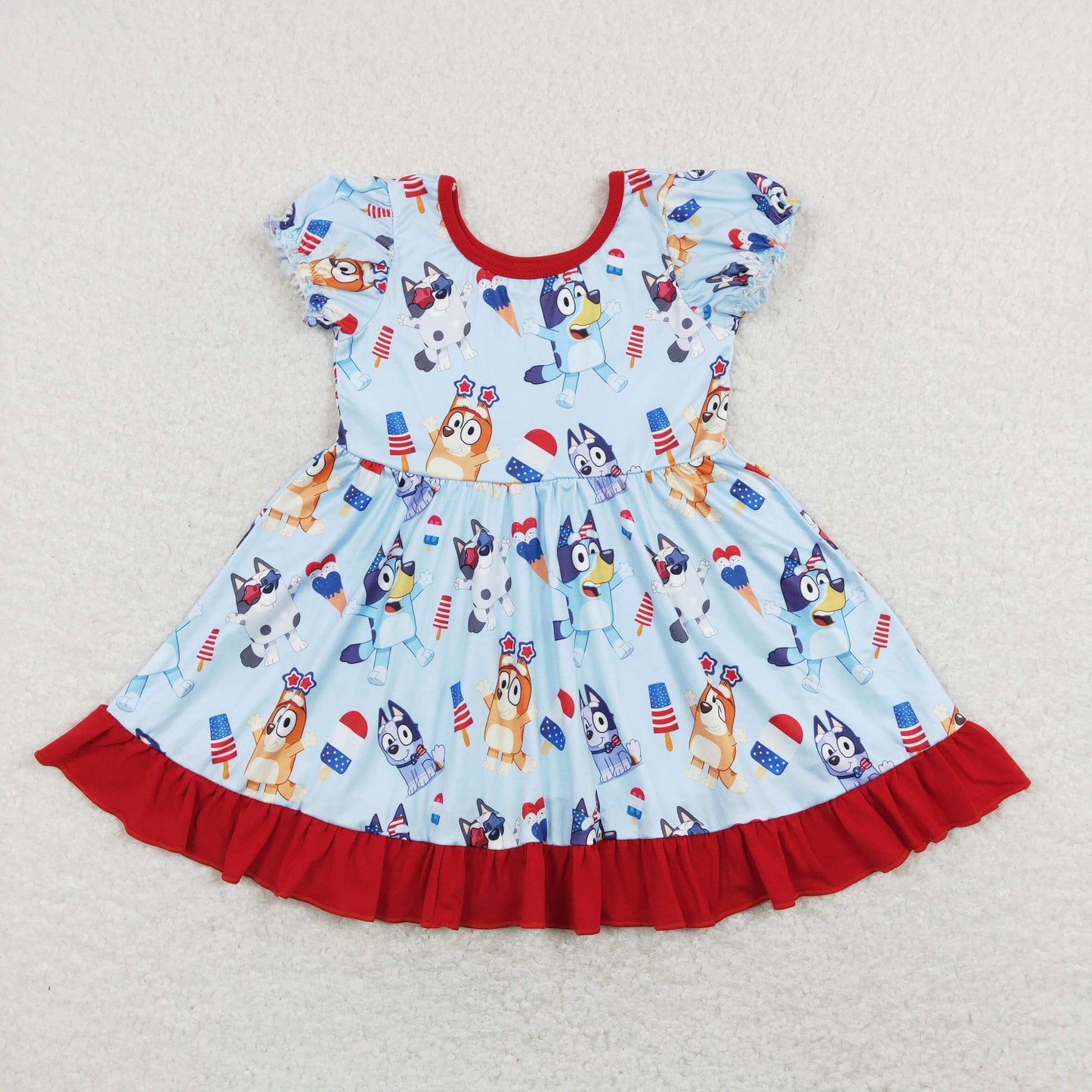 GSD0744 western flowers bluey girl dress 202401 RTS