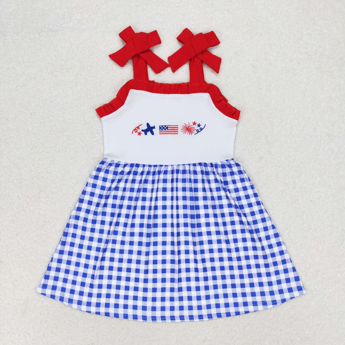 GSD0827 embroidery July 4th girl dress 202406 rts siblling