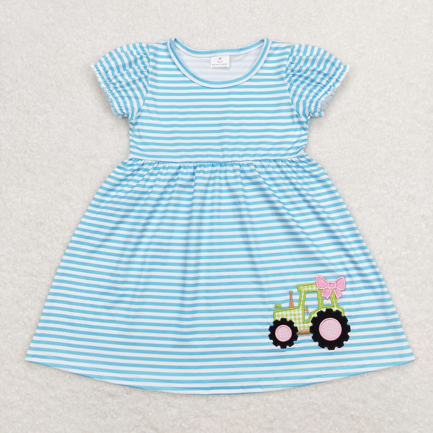 GSD0835 embroidery tractor girl dress 202404 RTS