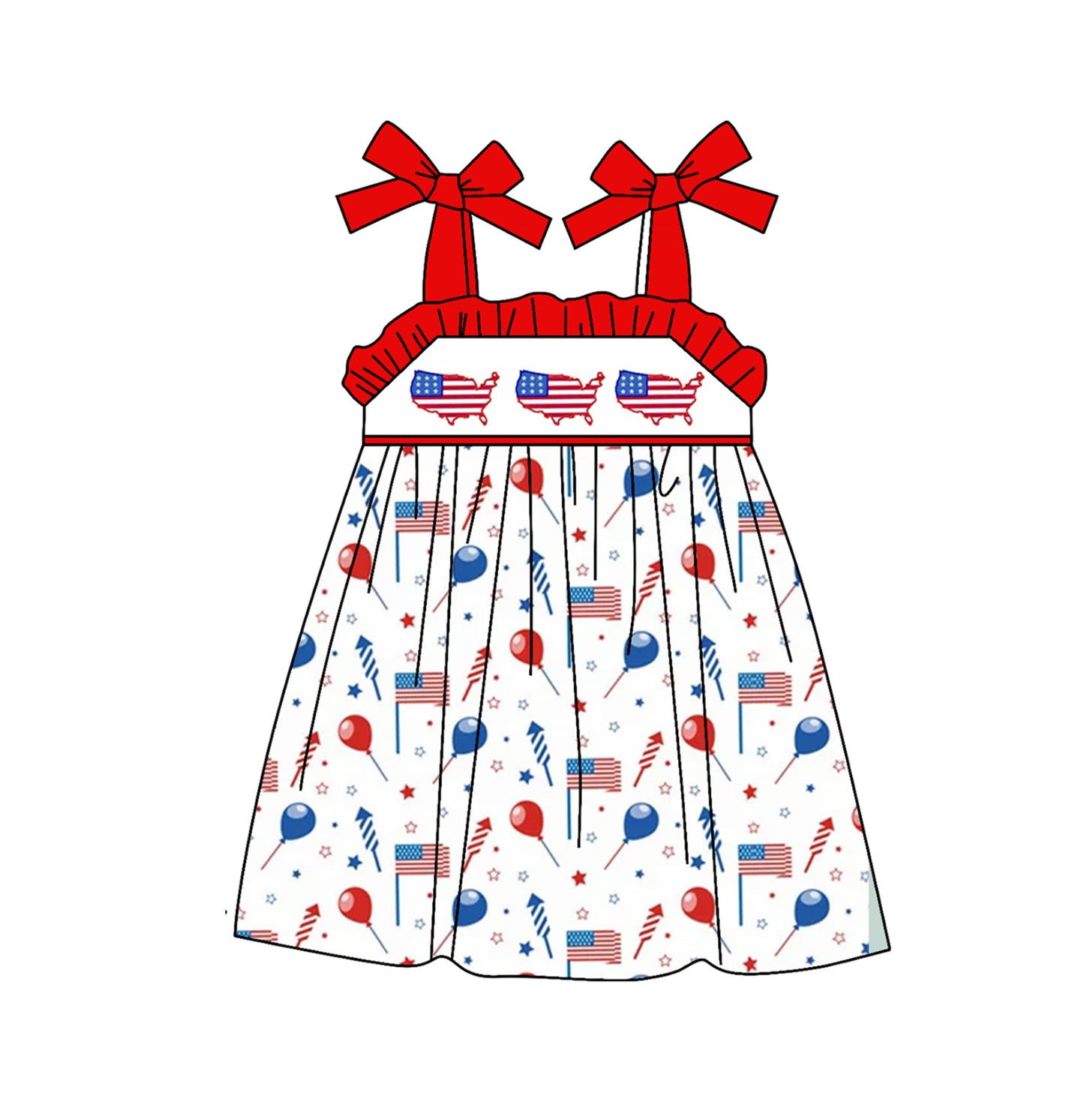 GSD0857 preorder 4th July girl dress 202402