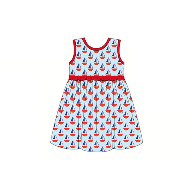 GSD0928 preorder july 4th sailboat spring girl dress 202402