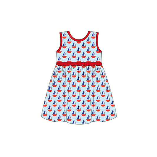 GSD0928 preorder july 4th sailboat spring girl dress 202402