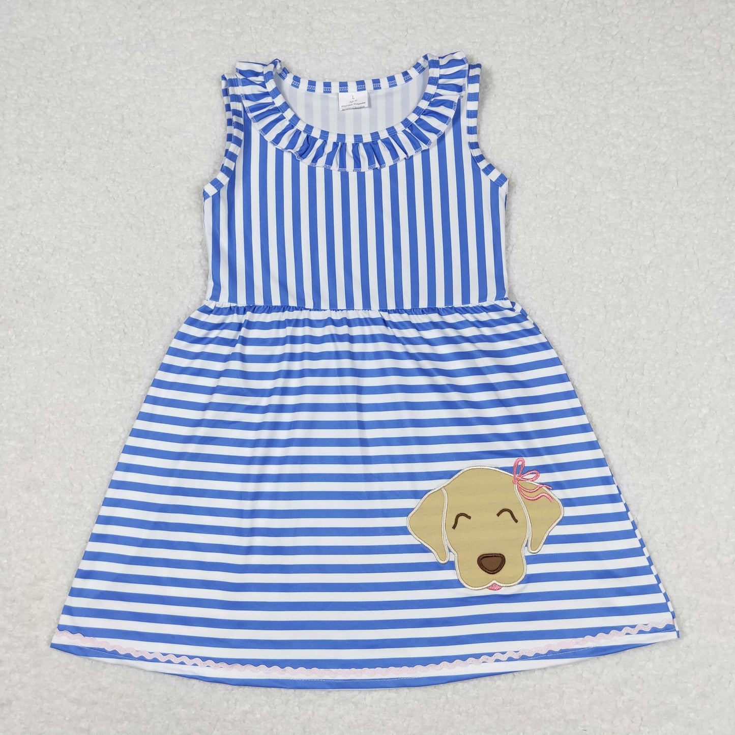 GSD0934 embroidery dog july 4th girl dress 202404 RTS