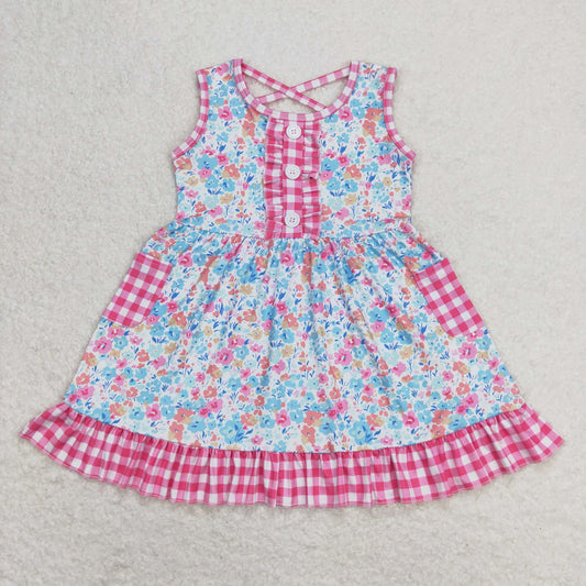 GSD0950  flower short sleeves girl dress  202404 RTS