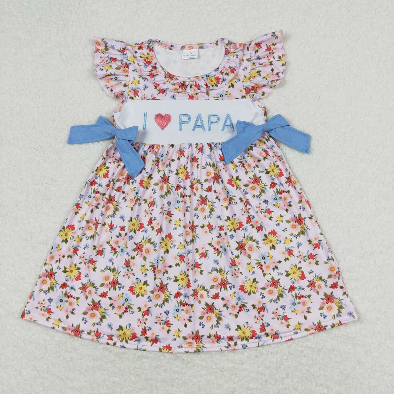 GSD0968 western embroidery Easter bunny love papa short sleeve girl dress 202403 RTS