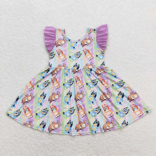 GSD0985 flower spring bluey dog short sleeves girl dress 202404