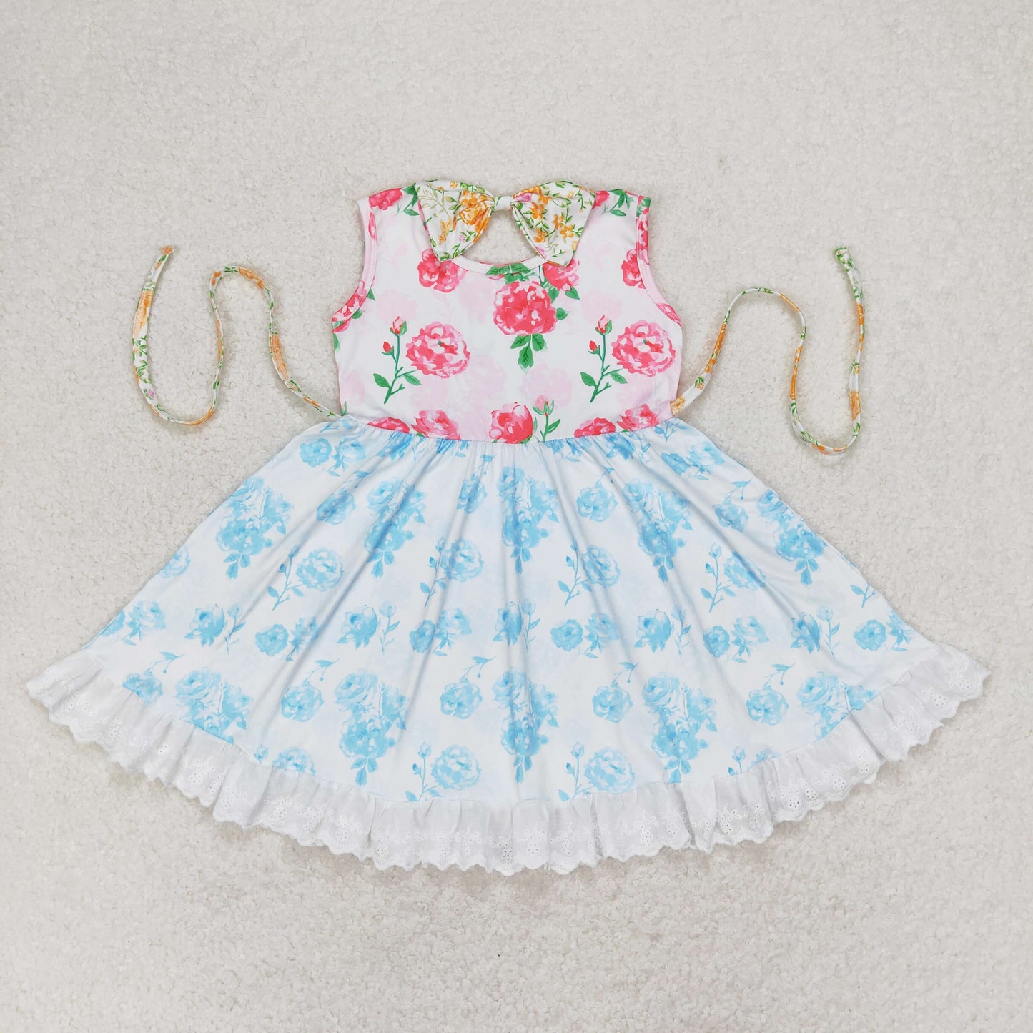 GSD0987 flower spring short sleeves girl dress RTS 202404