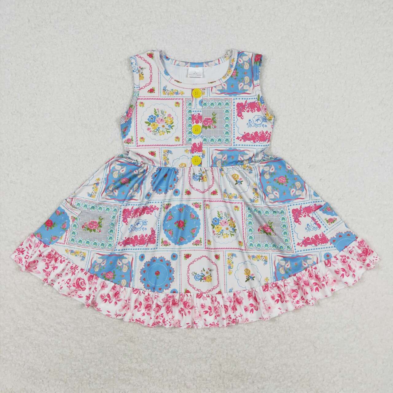 GSD1000 flower spring short sleeves girl dress r 202405 rts