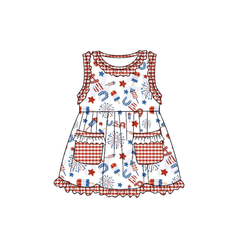 GSD1022 4th july short sleeves girl dress preorder