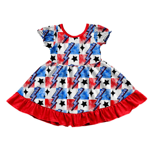 GSD1029 4th JULY spring short sleeves girl dress preorder