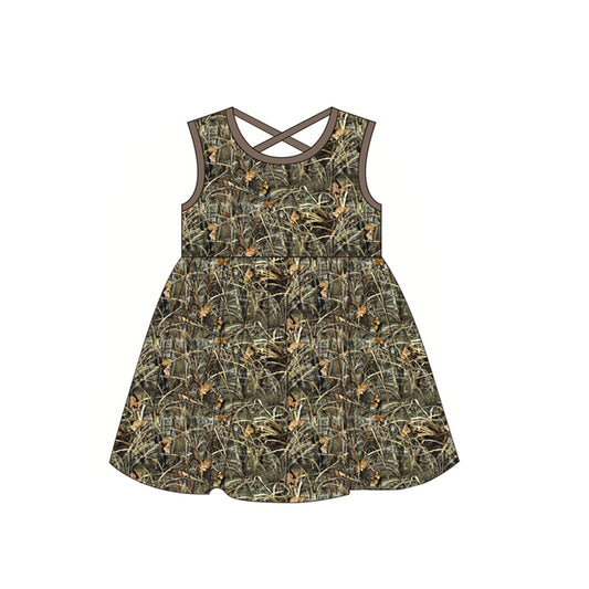 CUSTOM moq 3 --GSD1040 camo short sleeves girl dress preorder 202403