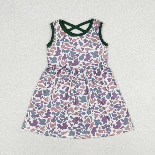 GSD1042 camo short sleeves girl dress rts 202405 sibling