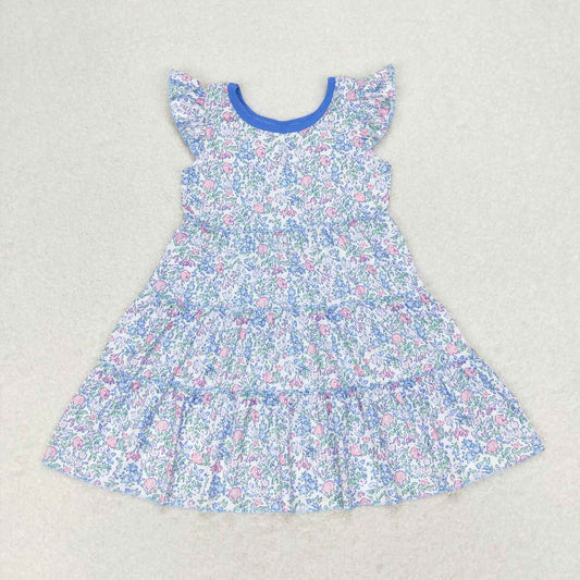 GSD1043 flower short sleeves girl dress 202405 RTS