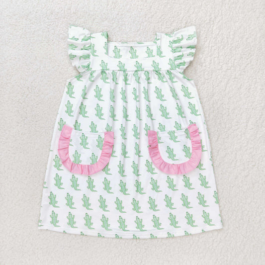 GSD1050 dinosaur short sleeves girl dress RTS 202405