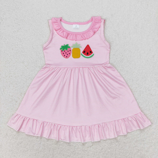 GSD1055 Embroidery watermelon strawberry short sleeves girl dress  202406 RTS