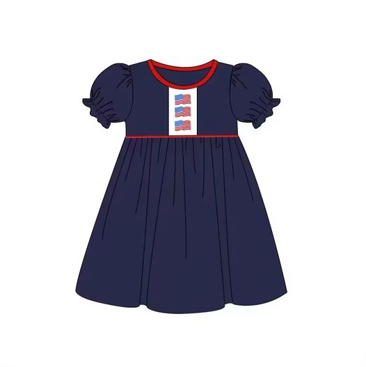 GSD1056 july 4th short sleeves girl dress preorder 202403