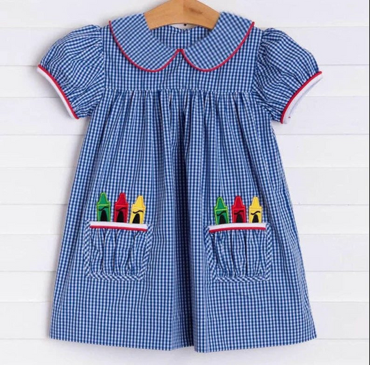 GSD1057 back to school july 4th short sleeves girl dress preorder 202403