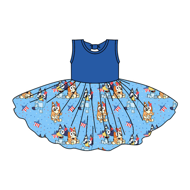 GSD1068 bluey dog short sleeves girl dress preorder 202403