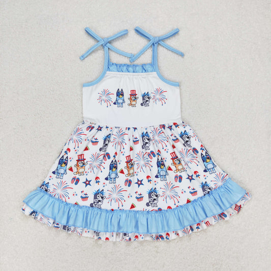 GSD1069 bluey dog short sleeves girl dress  202405 RTS