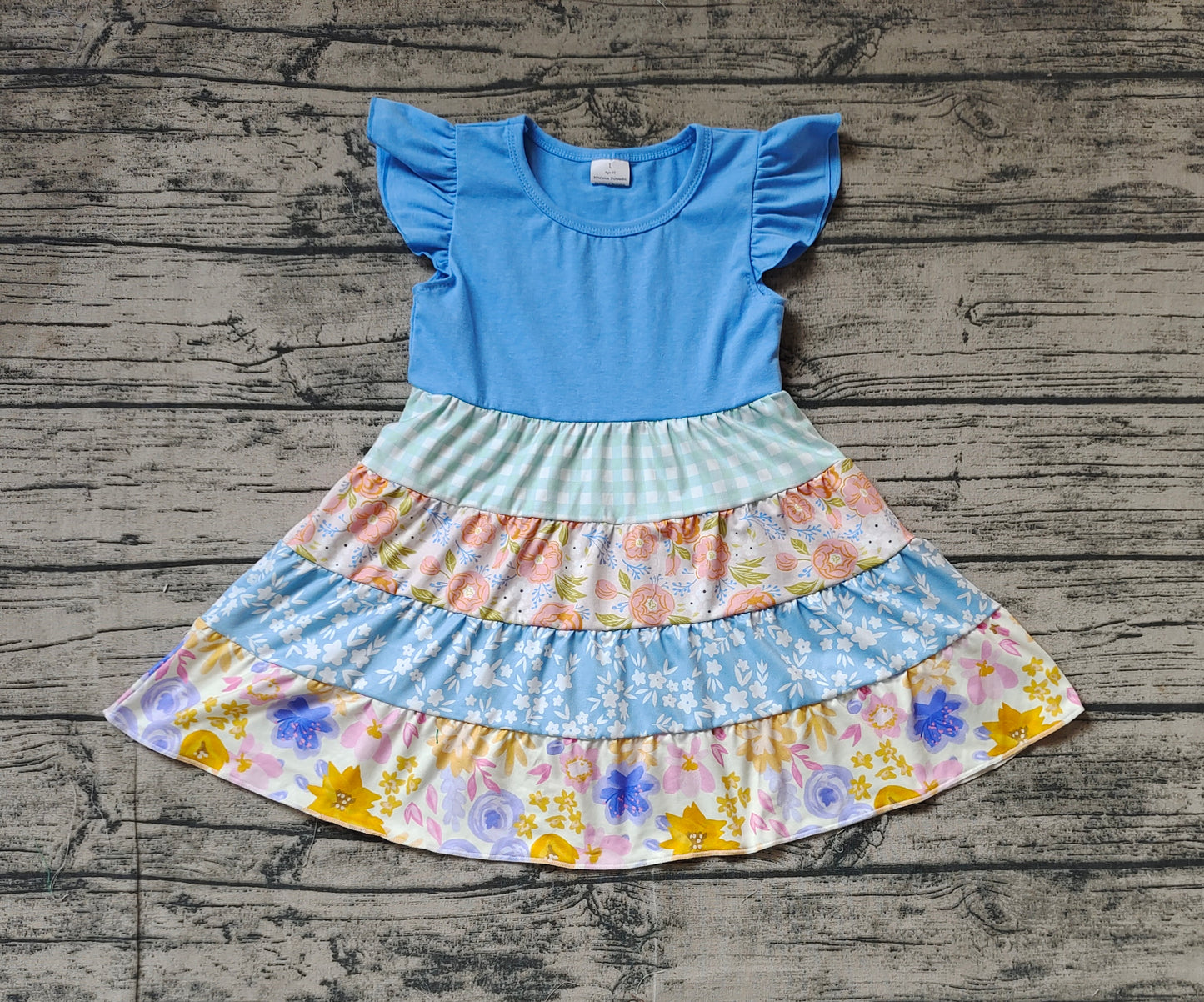 GSD1073 flower spring short sleeves girl dress 202406 RTS