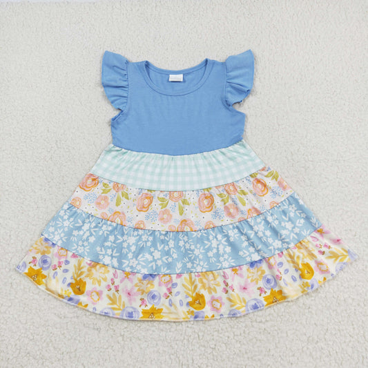 GSD1073 flower spring short sleeves girl dress 202406 RTS