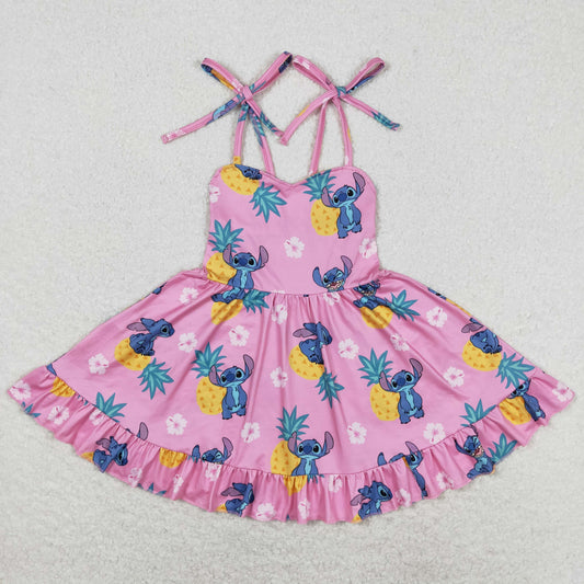 GSD1080  Stitch pineapple  short sleeves girl dress 202405 RTS