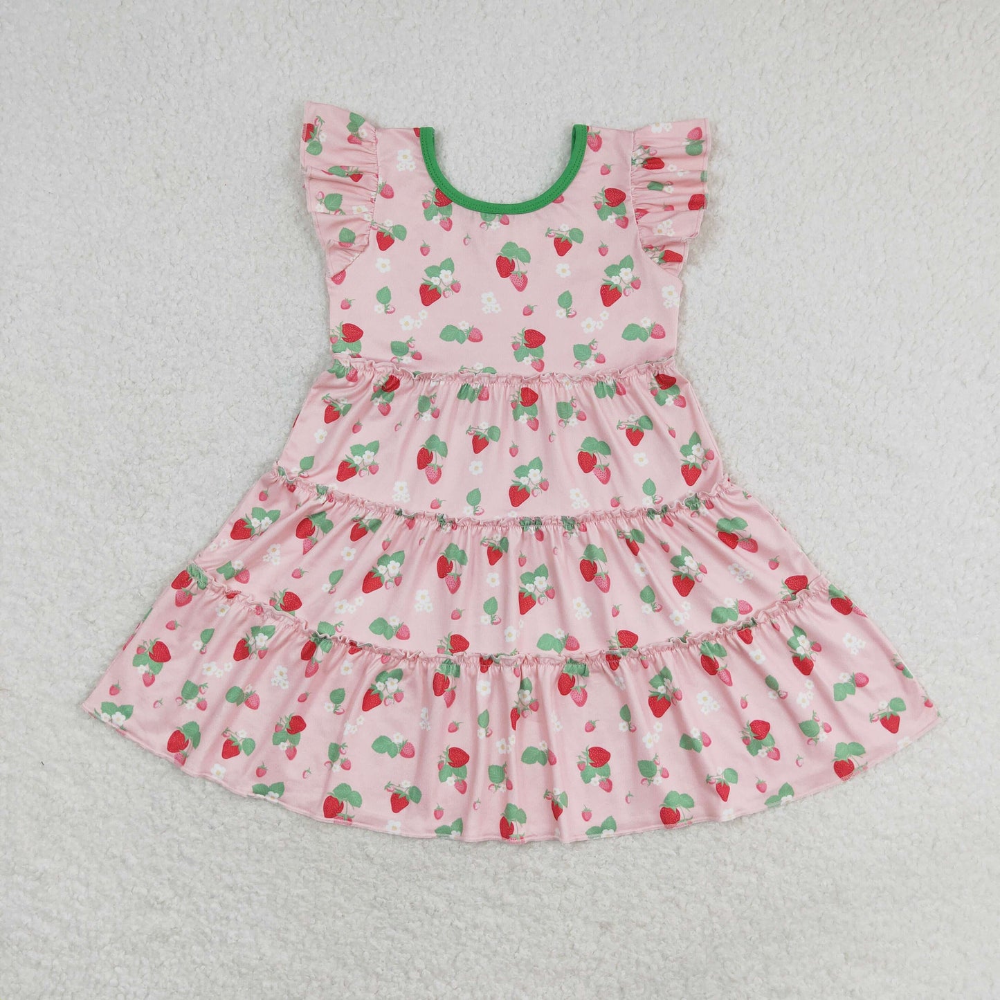 GSD1087 flower strawberry dog short sleeves girl dress 202405 RTS