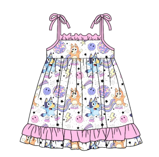 GSD1094 bluey dog short sleeves girl dress preorder 202403